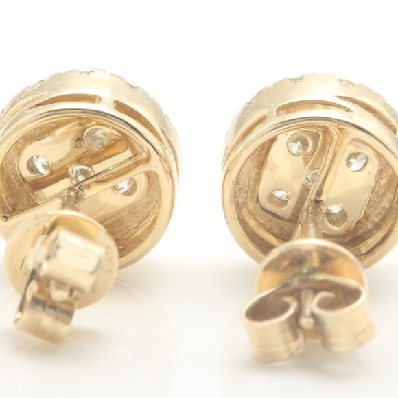 1.07 Carat Natural Diamonds in 10k Solid Yellow Gold Screw Back Stud Earrings - Picture 4 of 7